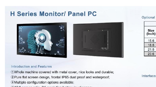 H Series Monitor and Panel PC