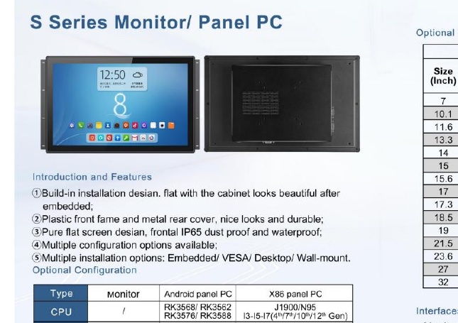 S Series Monitor and Panel PC